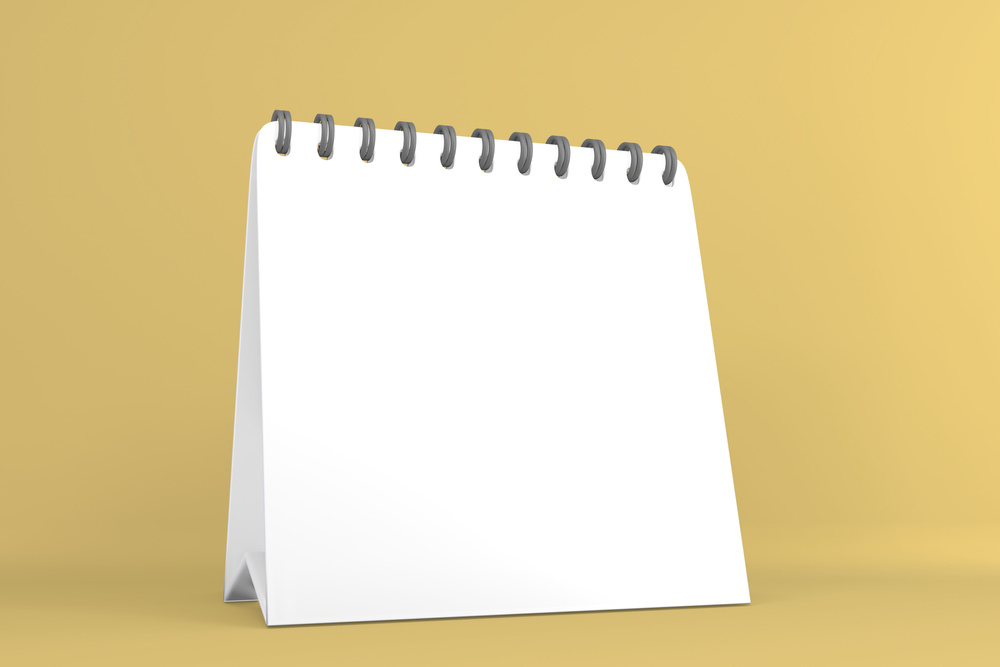 White Calendar on Yellow Background.3D Rendering